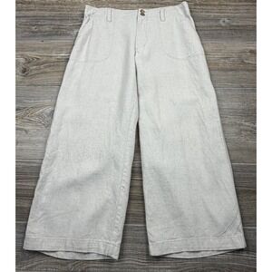 Sag Harbor Wide Leg Cropped Pants BeigenLinen Blend Women 6P Coastal Chic